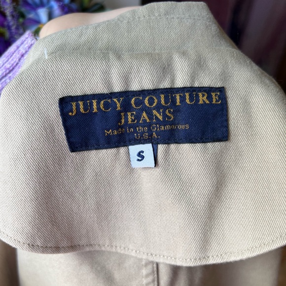Vintage Early Y2K JUICY COUTURE 100% Cotton tan Jacket w/ buttons down sleeve. - Picture 2 of 16